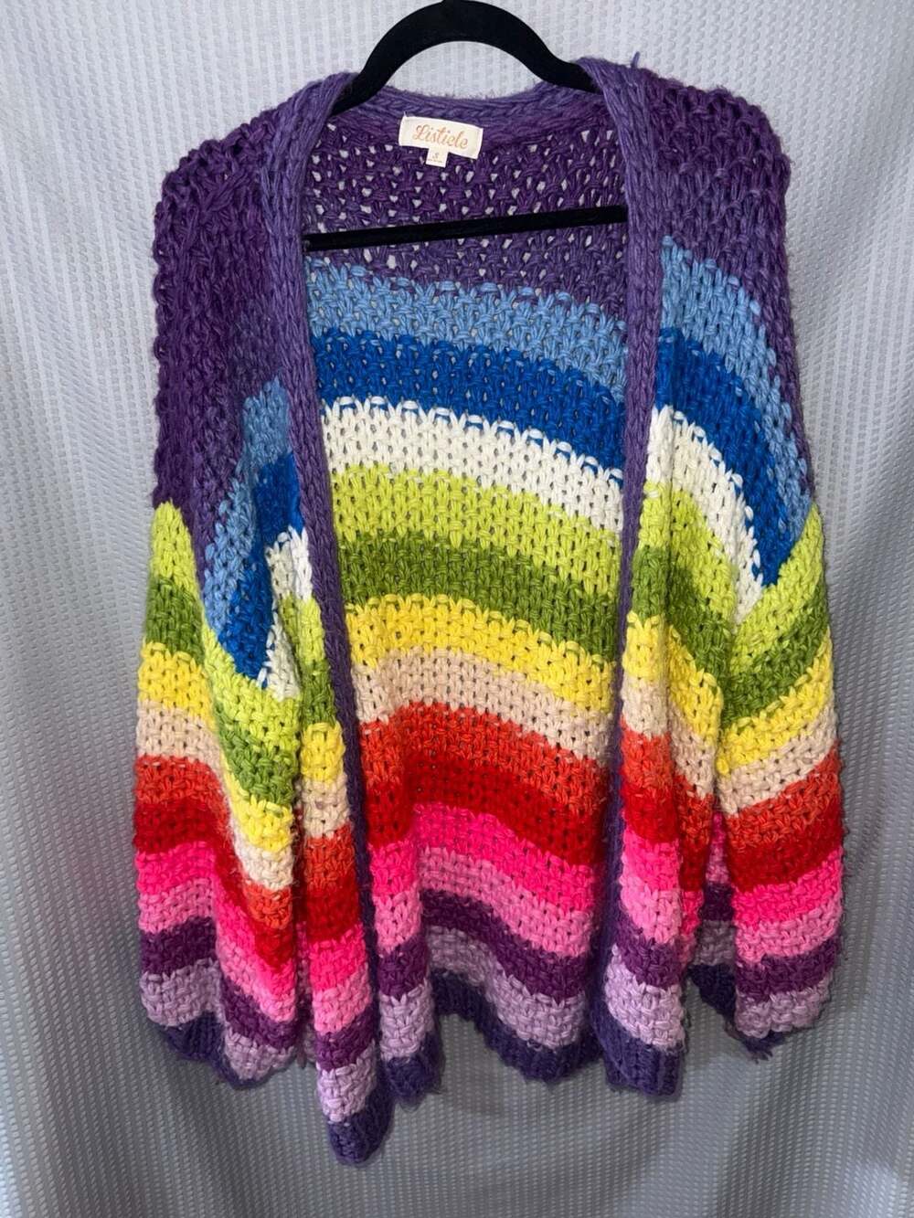 Listicle Wrapped Up In Color Rainbow Chunky Knit Cardigan